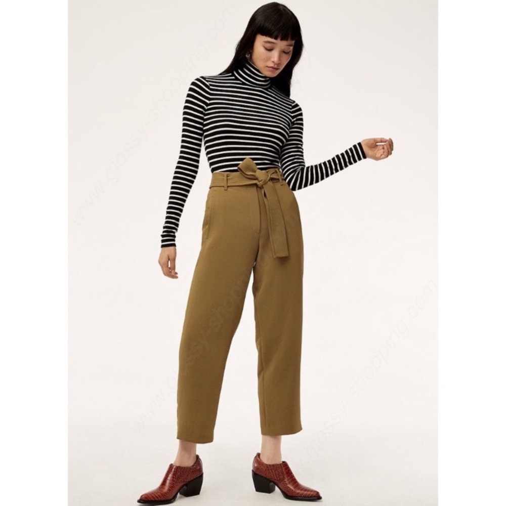 Aritzia Tan High-Waisted Trousers